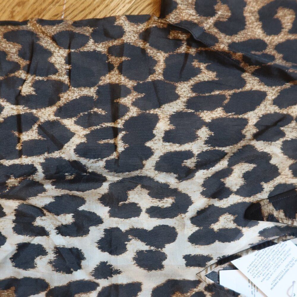 NWT GANNI leopard print top blouse short sleeve semisheer lightweight 36 breezy - Picture 10 of 16